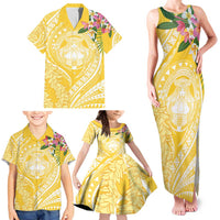 Aloha Hawaii Oahu Family Matching Tank Maxi Dress and Hawaiian Shirt Wahine with Ilima Lei