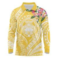 Aloha Hawaii Oahu Long Sleeve Polo Shirt Wahine with Ilima Lei LT7 Yellow - Polynesian Pride