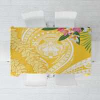 Aloha Hawaii Oahu Tablecloth Wahine with Ilima Lei LT7 Yellow - Polynesian Pride