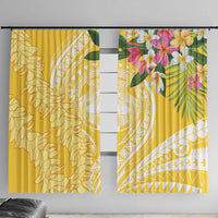 Aloha Hawaii Oahu Window Curtain Wahine with Ilima Lei LT7 With Hooks Yellow - Polynesian Pride