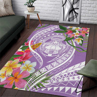 Aloha Hawaii Kauai Area Rug Frangipani Mix Mokihana Lei LT7 Purple - Polynesian Pride