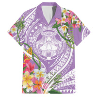 Aloha Hawaii Kauai Family Matching Off The Shoulder Long Sleeve Dress and Hawaiian Shirt Frangipani Mix Mokihana Lei