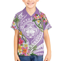 Aloha Hawaii Kauai Family Matching Off Shoulder Short Dress and Hawaiian Shirt Frangipani Mix Mokihana Lei