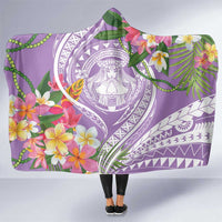 Aloha Hawaii Kauai Hooded Blanket Frangipani Mix Mokihana Lei LT7 One Size Purple - Polynesian Pride