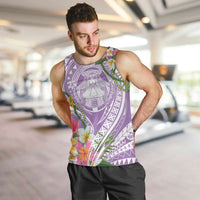 Aloha Hawaii Kauai Men Tank Top Frangipani Mix Mokihana Lei LT7 Purple - Polynesian Pride