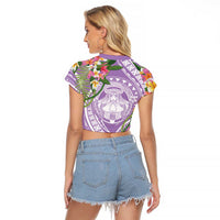 Aloha Hawaii Kauai Raglan Cropped T Shirt Frangipani Mix Mokihana Lei LT7 - Polynesian Pride