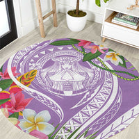 Aloha Hawaii Kauai Round Carpet Frangipani Mix Mokihana Lei LT7 Purple - Polynesian Pride