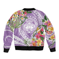 Aloha Hawaii Kauai Sleeve Zip Bomber Jacket Frangipani Mix Mokihana Lei LT7 - Polynesian Pride