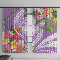 Aloha Hawaii Kauai Window Curtain Frangipani Mix Mokihana Lei LT7 With Hooks Purple - Polynesian Pride