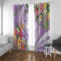Aloha Hawaii Kauai Window Curtain Frangipani Mix Mokihana Lei LT7 With Grommets Purple - Polynesian Pride