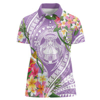 Aloha Hawaii Kauai Women Polo Shirt Frangipani Mix Mokihana Lei LT7 Female Purple - Polynesian Pride