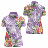Aloha Hawaii Kauai Women Polo Shirt Frangipani Mix Mokihana Lei LT7 - Polynesian Pride