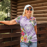 Aloha Hawaii Kauai Women Polo Shirt Frangipani Mix Mokihana Lei LT7 - Polynesian Pride