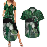 New Zealand Aroha Koe Mama Couples Matching Summer Maxi Dress and Hawaiian Shirt Maori Hongi - Pounamu