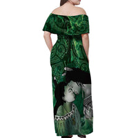 New Zealand Aroha Koe Mama Off Shoulder Maxi Dress Maori Hongi - Pounamu
