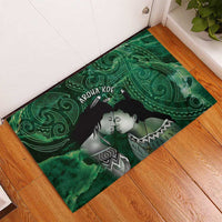 New Zealand Aroha Koe Mama Rubber Doormat Maori Hongi - Pounamu