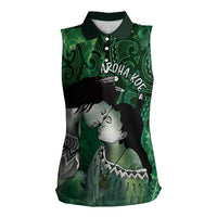 New Zealand Aroha Koe Mama Women Sleeveless Polo Shirt Maori Hongi - Pounamu