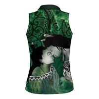 New Zealand Aroha Koe Mama Women Sleeveless Polo Shirt Maori Hongi - Pounamu