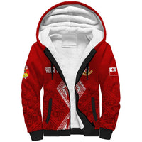 Personalised Kolisi Tonga Atele Sherpa Hoodie Tongan Kupesi - Special LT7 Unisex Red - Polynesian Pride