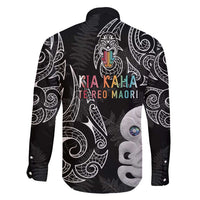 Kia Hara Te reo Maori Family Matching Off Shoulder Maxi Dress and Hawaiian Shirt Manaia Moko Pattern LT7 - Polynesian Pride