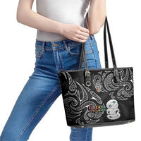 Kia Hara Te reo Maori Leather Tote Bag Manaia Moko Pattern LT7 - Polynesian Pride