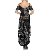 Kia Hara Te reo Maori Summer Maxi Dress Manaia Moko Pattern LT7 - Polynesian Pride