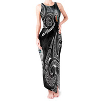 Kia Hara Te reo Maori Tank Maxi Dress Manaia Moko Pattern LT7 Women Black - Polynesian Pride