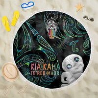 Kia Hara Te reo Maori Beach Blanket Manaia Moko Mix Paua Shell LT7 One Size 150cm Green - Polynesian Pride