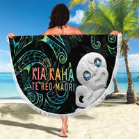 Kia Hara Te reo Maori Beach Blanket Manaia Moko Mix Paua Shell LT7 - Polynesian Pride