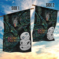 Kia Hara Te reo Maori Garden Flag Manaia Moko Mix Paua Shell LT7 - Polynesian Pride
