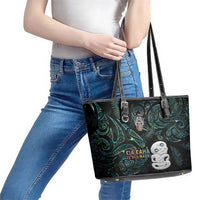 Kia Hara Te reo Maori Leather Tote Bag Manaia Moko Mix Paua Shell LT7 - Polynesian Pride