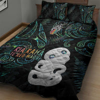 Kia Hara Te reo Maori Quilt Bed Set Manaia Moko Mix Paua Shell LT7 - Polynesian Pride