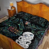 Kia Hara Te reo Maori Quilt Bed Set Manaia Moko Mix Paua Shell LT7 - Polynesian Pride
