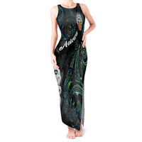 Kia Hara Te reo Maori Tank Maxi Dress Manaia Moko Mix Paua Shell LT7 Women Green - Polynesian Pride