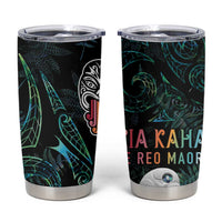 Kia Hara Te reo Maori Tumbler Cup Manaia Moko Mix Paua Shell LT7 Green - Polynesian Pride