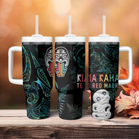 Kia Hara Te reo Maori Tumbler With Handle Manaia Moko Mix Paua Shell LT7 - Polynesian Pride