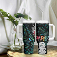 Kia Hara Te reo Maori Tumbler With Handle Manaia Moko Mix Paua Shell LT7 - Polynesian Pride