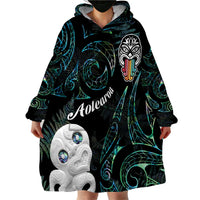 Kia Hara Te reo Maori Wearable Blanket Hoodie Manaia Moko Mix Paua Shell LT7 - Polynesian Pride