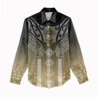 Aotearoa Maori Iwi Heritage Women Casual Shirt Waikato Tainui Parauri LT7 - Polynesian Pride