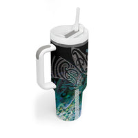 Aotearoa Maori Iwi Heritage Tumbler With Handle Ngati Kahungunu Paua Shell Turquoise LT7 - Polynesian Pride