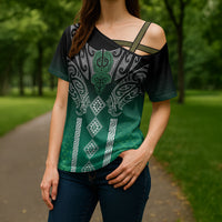 Aotearoa Maori Iwi Heritage Cross Shoulder Shirt Ngai Tahu Pounamu Green LT7 - Polynesian Pride