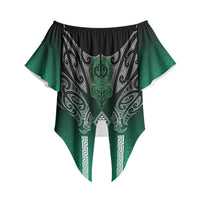 Aotearoa Maori Iwi Heritage Off Shoulder Wrap Waist Top Ngai Tahu Pounamu Green LT7 - Polynesian Pride