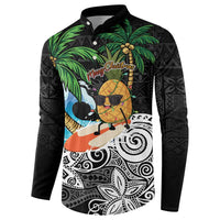 Tropical Christmas Polynesian Button Sweatshirt Funny Surfing Pineapple LT7 - Polynesian Pride