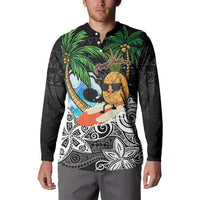 Tropical Christmas Polynesian Button Sweatshirt Funny Surfing Pineapple LT7 - Polynesian Pride