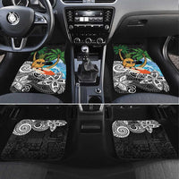 Tropical Christmas Polynesian Car Mats Funny Surfing Pineapple LT7 Set 4pcs Black - Polynesian Pride