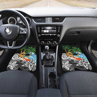 Tropical Christmas Polynesian Car Mats Funny Surfing Pineapple LT7 Set 2pcs - Front Black - Polynesian Pride
