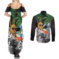 Tropical Christmas Polynesian Couples Matching Summer Maxi Dress and Long Sleeve Button Shirt Funny Surfing Pineapple LT7 - Polynesian Pride
