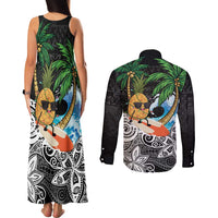 Tropical Christmas Polynesian Couples Matching Tank Maxi Dress and Long Sleeve Button Shirt Funny Surfing Pineapple LT7 - Polynesian Pride