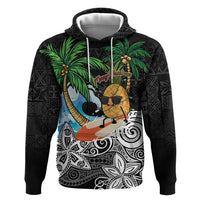 Tropical Christmas Polynesian Hoodie Funny Surfing Pineapple LT7 Pullover Hoodie Black - Polynesian Pride