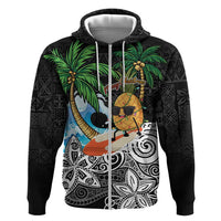 Tropical Christmas Polynesian Hoodie Funny Surfing Pineapple LT7 Zip Hoodie Black - Polynesian Pride